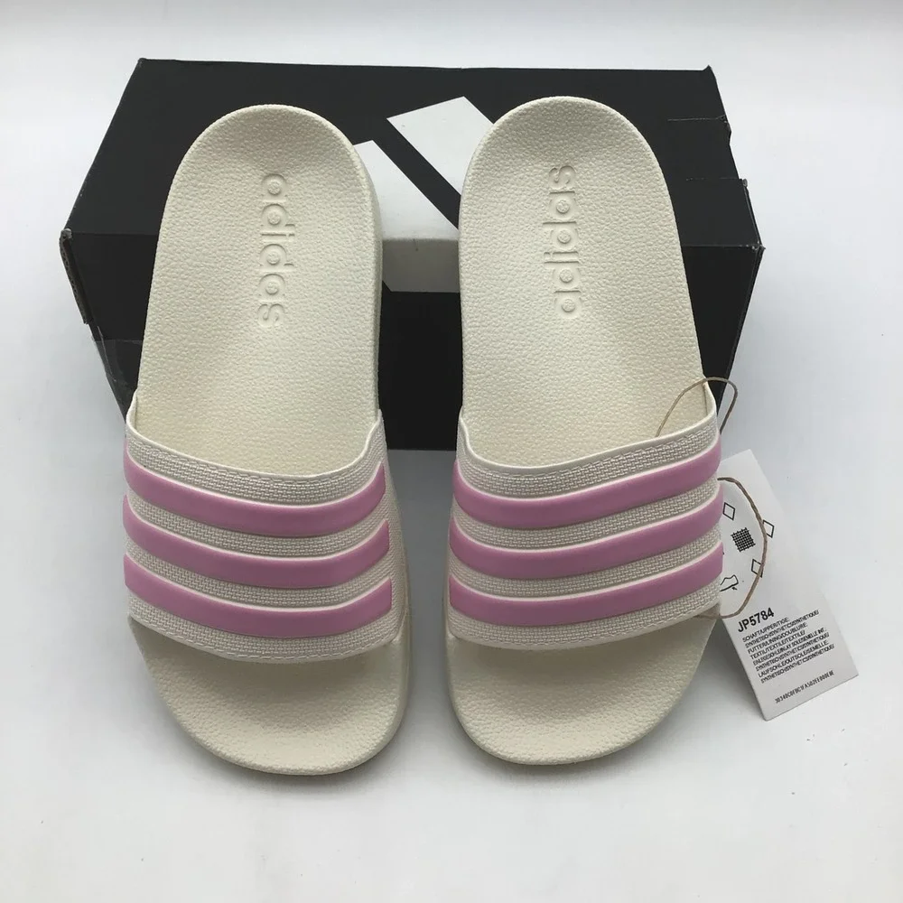 Adidas Kids Adilette Shower K Slides Wonder White Pink JP5784 Size 12K NEW